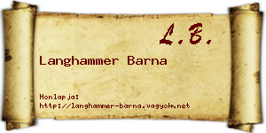 Langhammer Barna névjegykártya